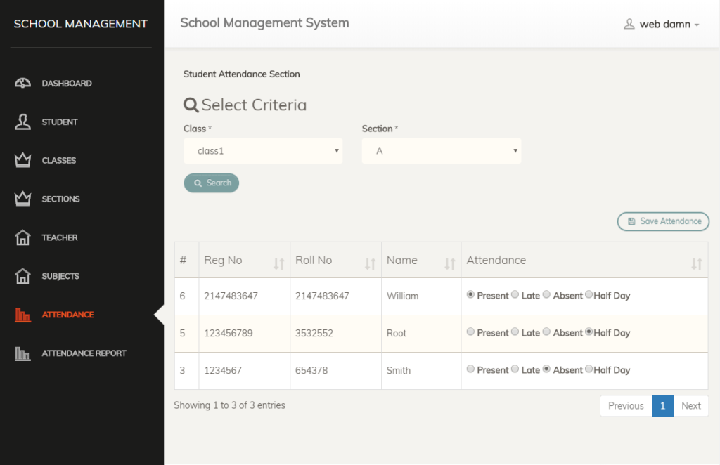 php mysql school management system